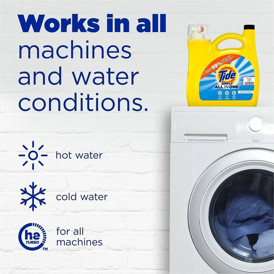 For Laundry, Fabric, Washing Machine - Liquid - 117 fl oz (3.7 quart) - Refreshing Breeze Scent - 89 Loads - Recommended For: Odor Remover, Stain Remover, Dirt Remover - Yellow - 4 / Pack