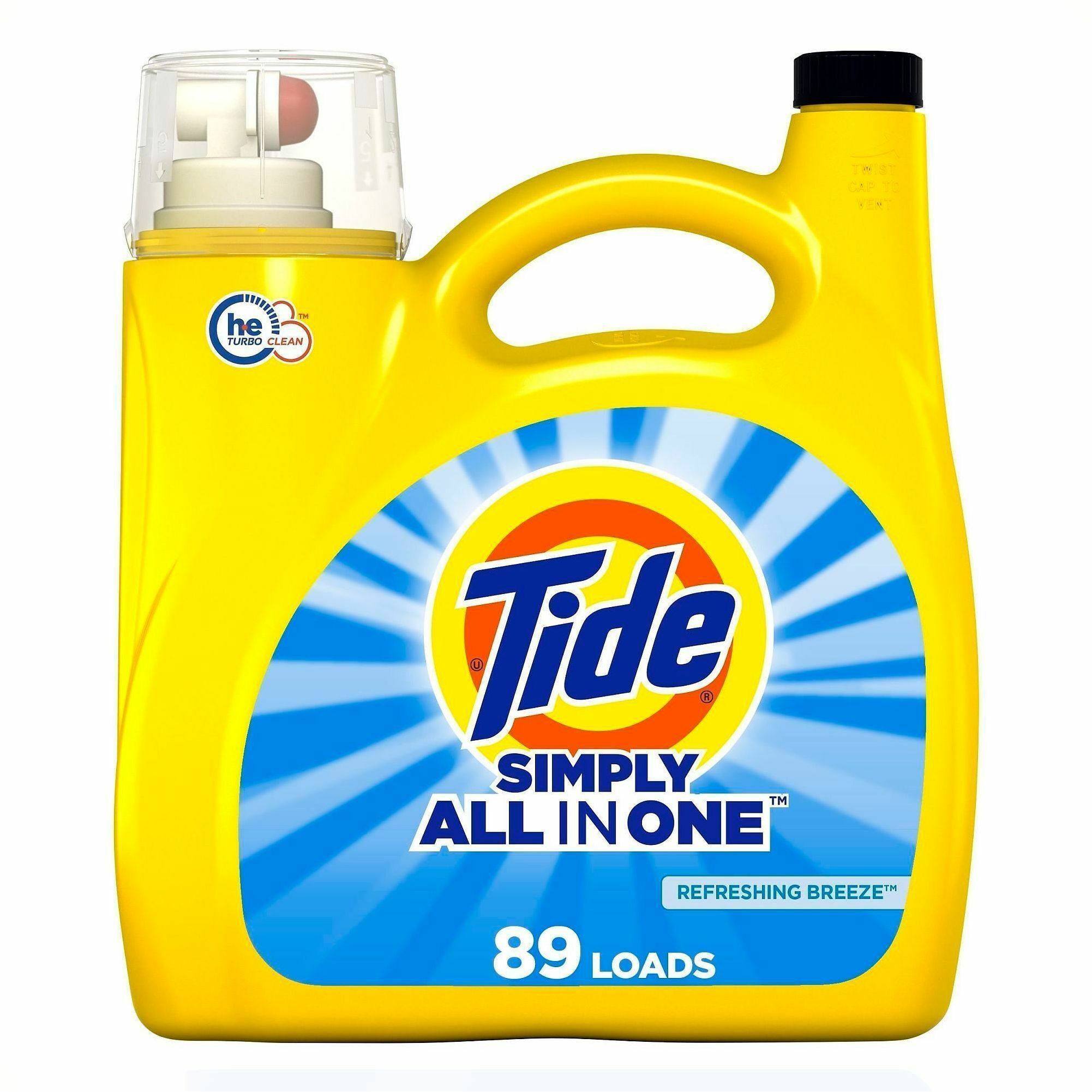 For Laundry, Fabric, Washing Machine - Liquid - 117 fl oz (3.7 quart) - Refreshing Breeze Scent - 89 Loads - Recommended For: Odor Remover, Stain Remover, Dirt Remover - Yellow - 4 / Pack