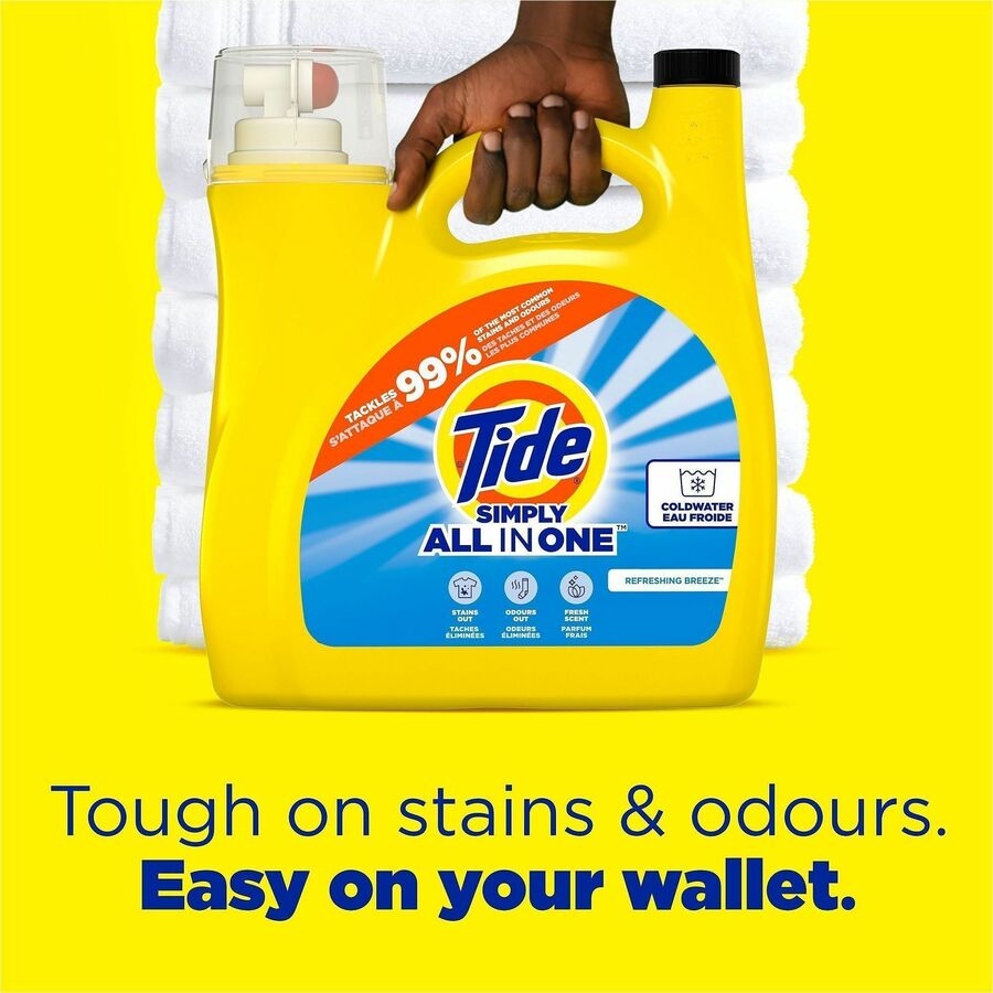 For Laundry, Fabric, Washing Machine - Liquid - 117 fl oz (3.7 quart) - Refreshing Breeze Scent - 89 Loads - Recommended For: Odor Remover, Stain Remover, Dirt Remover - Yellow - 4 / Pack