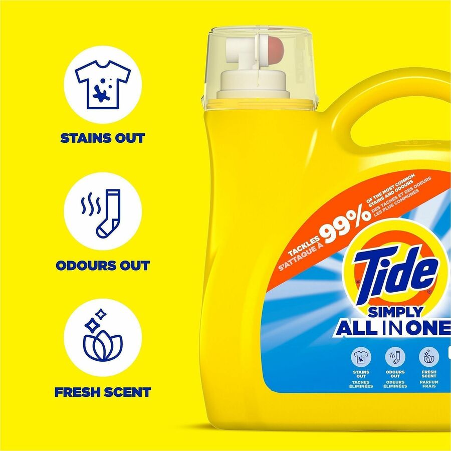 For Laundry, Fabric, Washing Machine - Liquid - 117 fl oz (3.7 quart) - Refreshing Breeze Scent - 89 Loads - Recommended For: Odor Remover, Stain Remover, Dirt Remover - Yellow - 4 / Pack