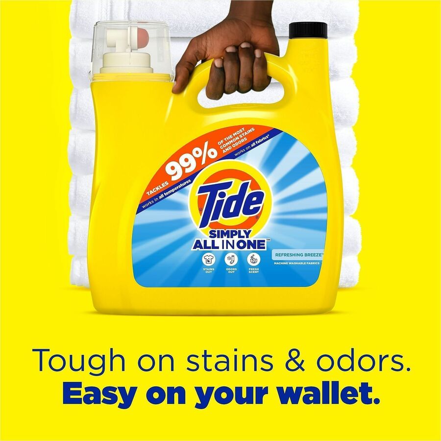 For Laundry, Fabric, Washing Machine - Liquid - 117 fl oz (3.7 quart) - Refreshing Breeze Scent - 89 Loads - Recommended For: Odor Remover, Stain Remover, Dirt Remover - Yellow - 4 / Pack