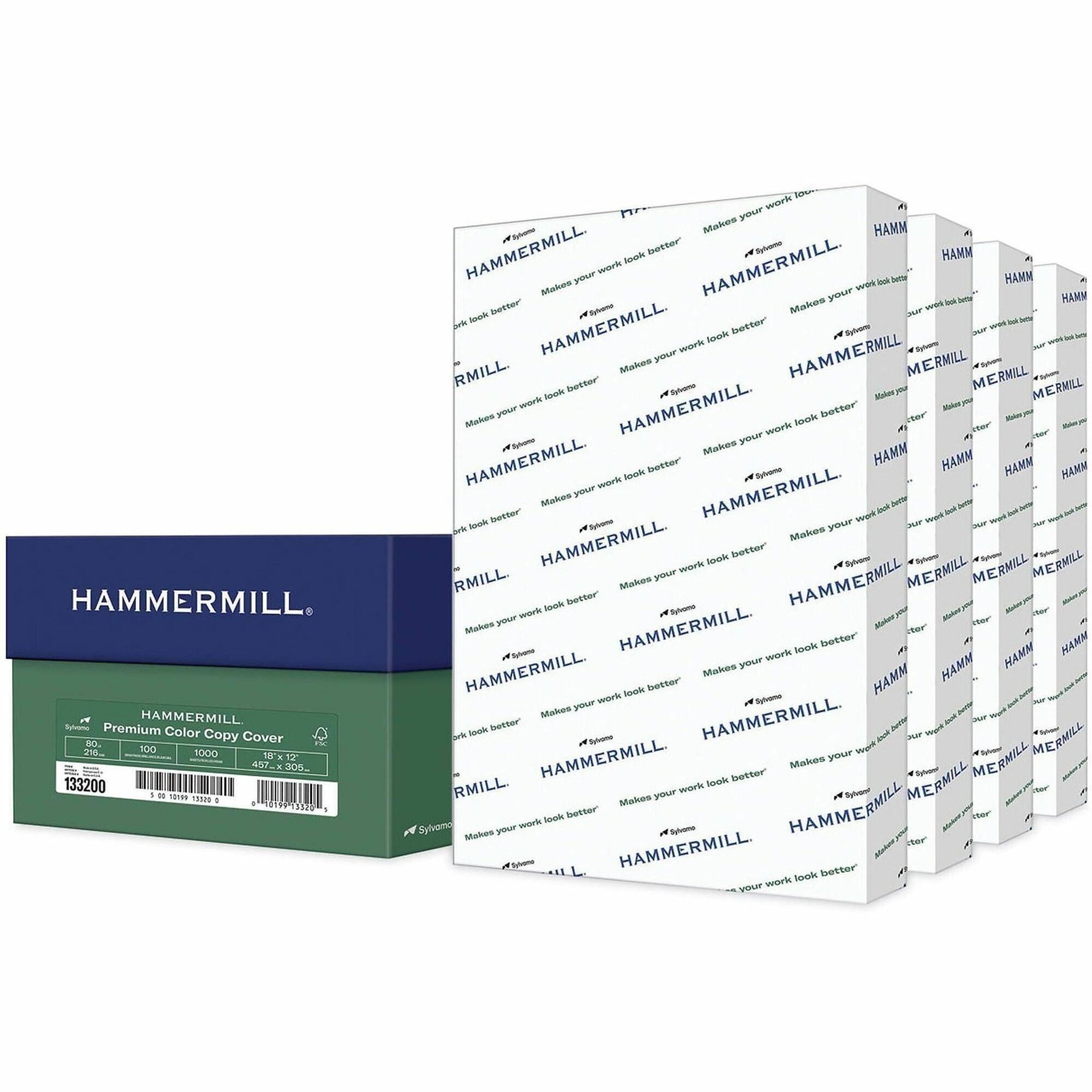 100 Brightness - 98% Opacity - 18" x 12" - 80 lb Basis Weight - Acid-free, Ultra Smooth, Heavyweight, Jam-free, Non-yellowing, Long Lasting - 1000 / Carton