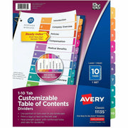 Avery Dividers, 10 Tabs, Ready Index, Multicolor Tabs (11135)
