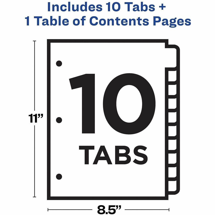 Avery Dividers, 10 Tabs, Ready Index, Multicolor Tabs (11135)