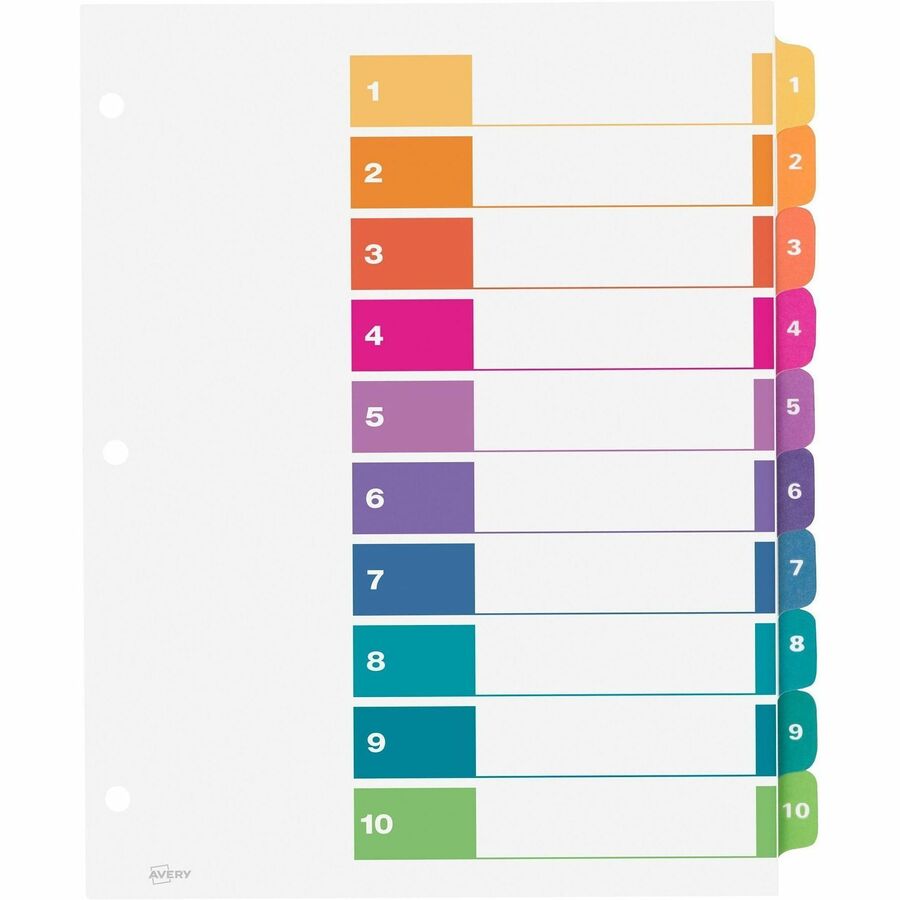 Avery Dividers, 10 Tabs, Ready Index, Multicolor Tabs (11135)