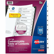 Avery Ready Index&reg; Table of Content Dividers for Laser and Inkjet Printers, 10 tabs