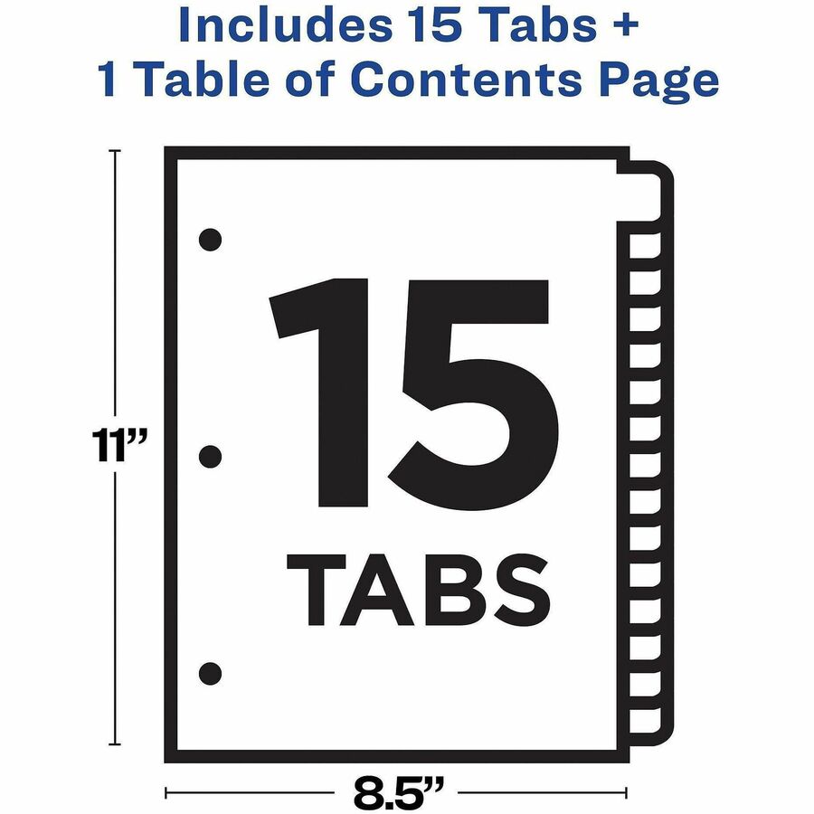 Avery Dividers, 15 Tabs, Ready Index, Multicolor Tabs (11143)