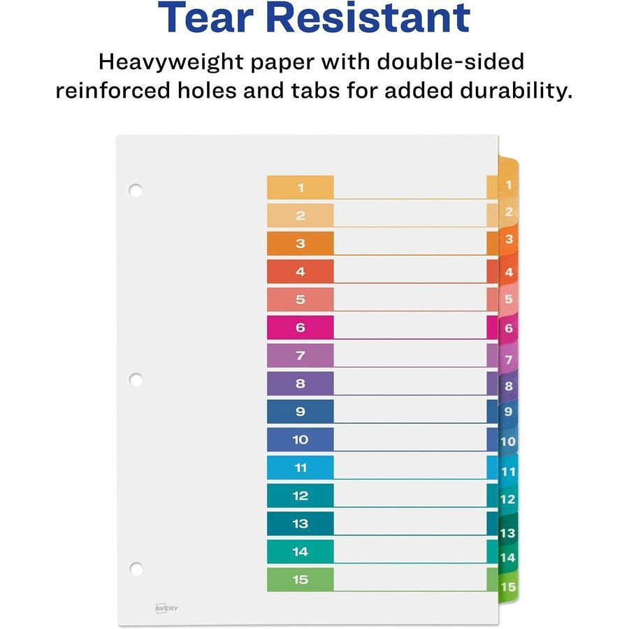 Avery Dividers, 15 Tabs, Ready Index, Multicolor Tabs (11143)