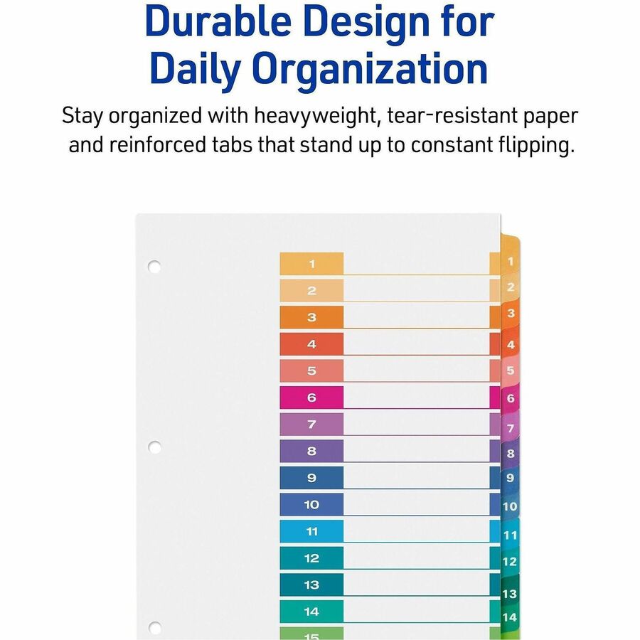 Avery Dividers, 15 Tabs, Ready Index, Multicolor Tabs (11143)