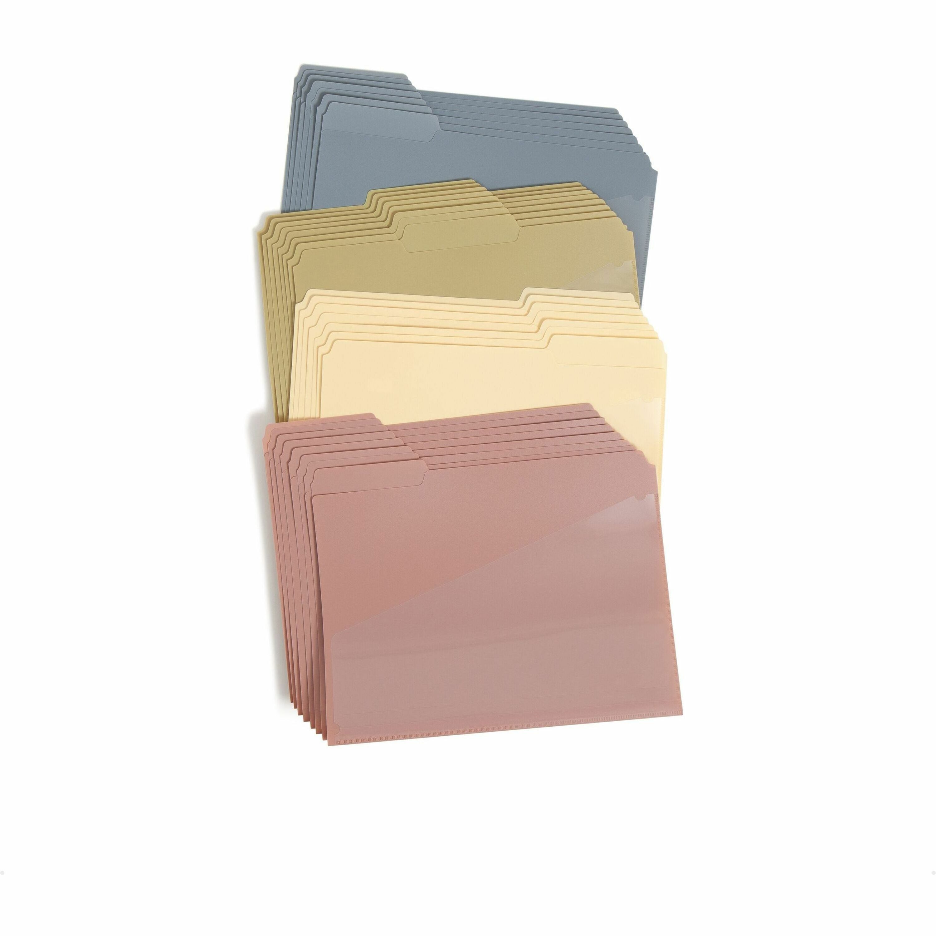 Smead Poly 1/3-Cut Top Tab Letter File Folders, Assorted Colors, 1" Expansion, 225-Sheet Capacity, 1 Front Pocket, Tear & Water Resistant, 30/Box