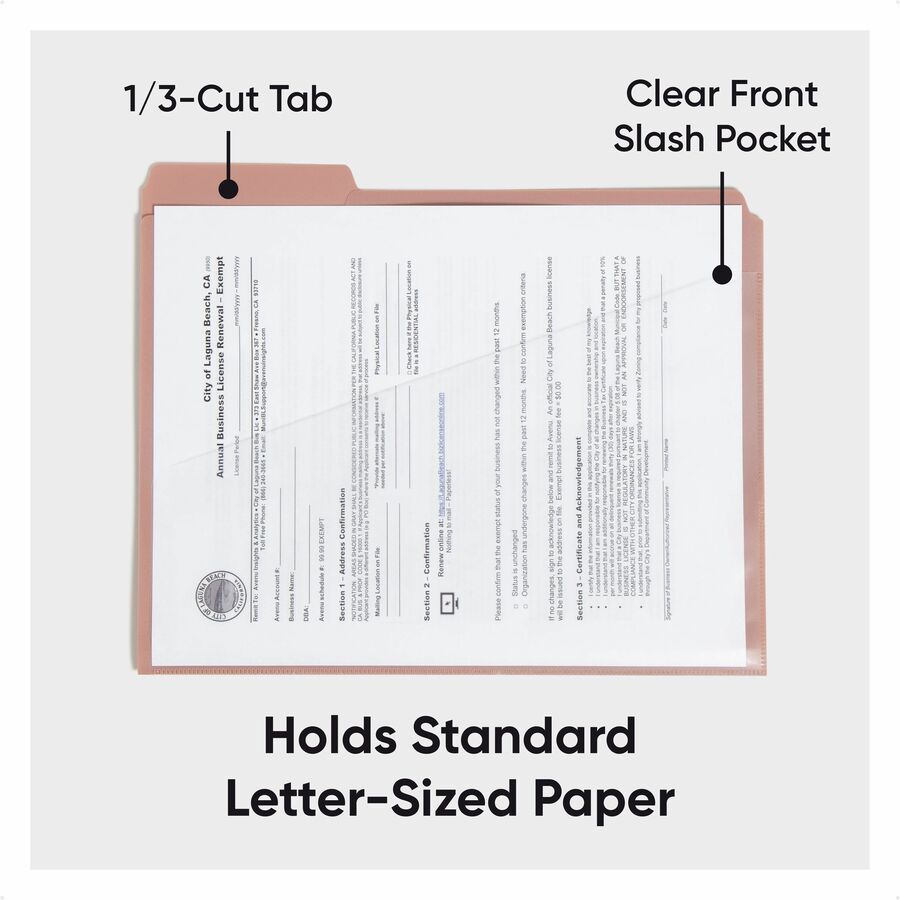 Smead Poly 1/3-Cut Top Tab Letter File Folders, Assorted Colors, 1" Expansion, 225-Sheet Capacity, 1 Front Pocket, Tear & Water Resistant, 30/Box