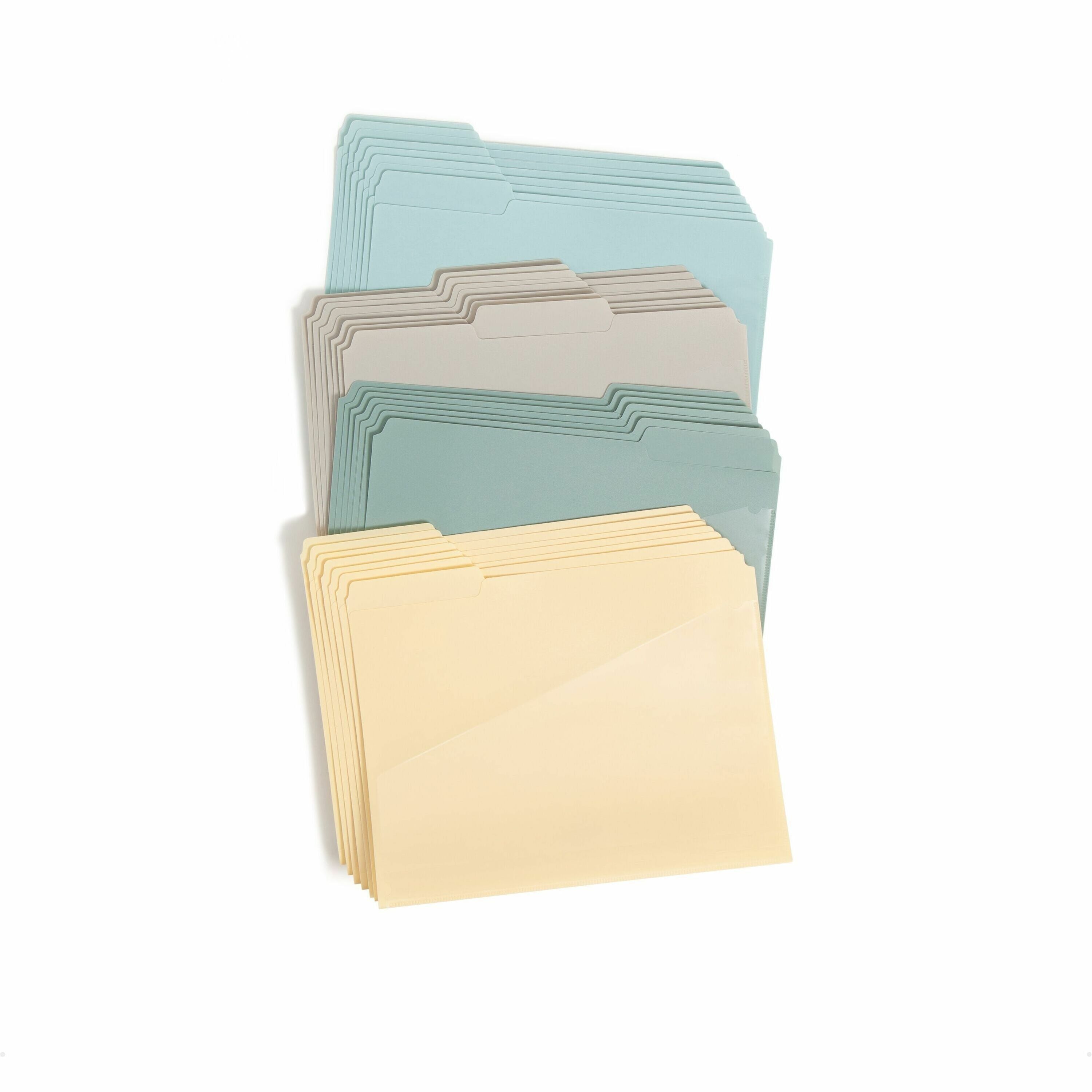 Smead Poly 1/3 Tab Cut Letter Size Top Tab File Folders, Assorted Colors, 1" Expansion, 225 Sheet Capacity, 1 Front Pocket, Tear & Water Resistant, 30/Box