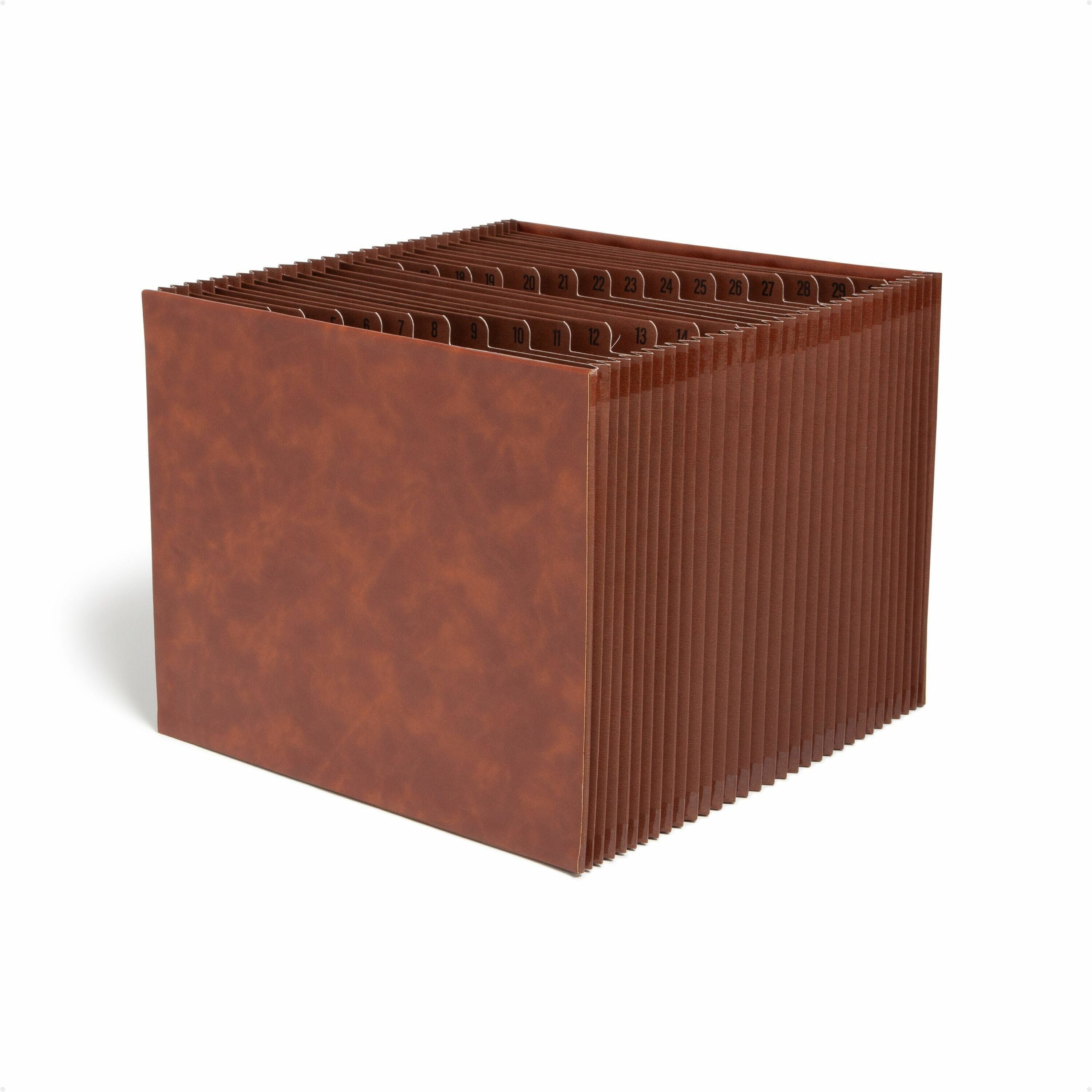Smead TUFF Letter Expanding File - 8 1/2" x 11" - 6200 Sheets Capacity - 31 Pocket(s) - Top Tab Location - Assorted Tab Position - 30 Divider(s) - Vegan Leather - Brown - Durable, Reinforced Gusset, Reinforced Edges - 1 Each