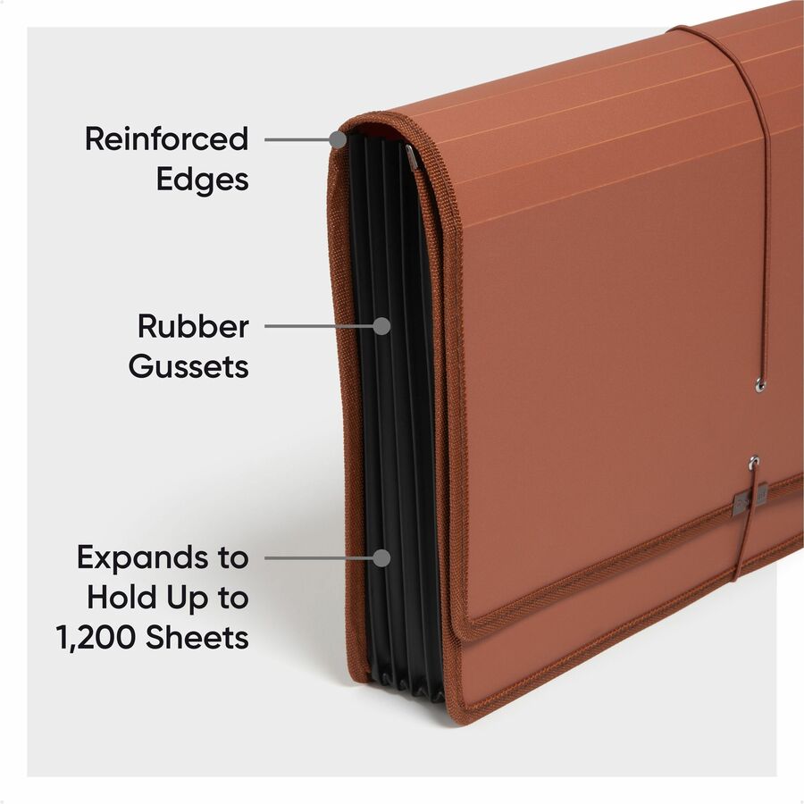 8 1/2" x 14" - 1200 Sheets Capacity - 5 1/4" Expansion - Poly, Plastic, Rubber - Redrope - Durable, Tear Resistant, Water Resistant, Reinforced Edges, Reinforced Gusset, Card Holder - 1 Unit