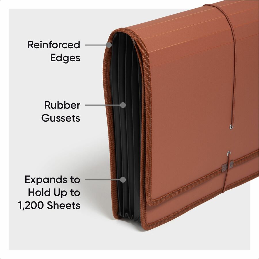 8 1/2" x 11" - 1200 Sheets Capacity - 5 1/4" Expansion - Poly, Plastic, Rubber - Redrope - Durable, Tear Resistant, Water Resistant, Reinforced Edges, Reinforced Gusset, Card Holder - 1 Unit