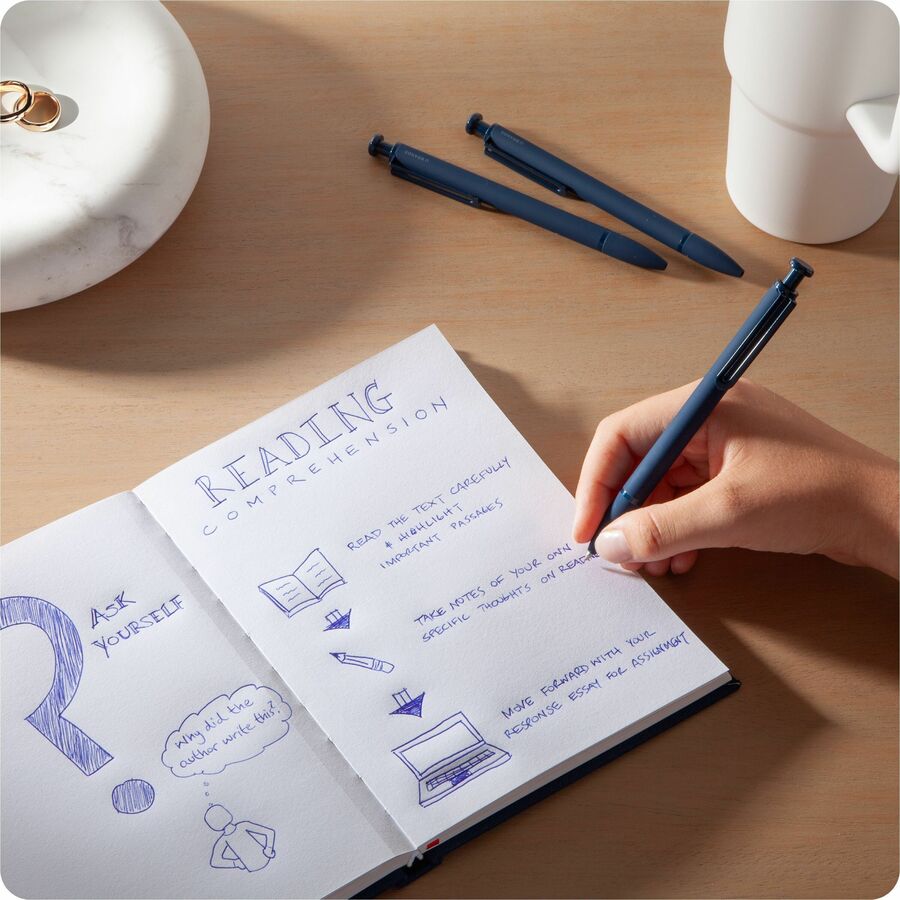 1 mm Bold Pen Point - Blue Ink - Midnight Blue Barrel - Writing, Home, School, Office - 24 Unit