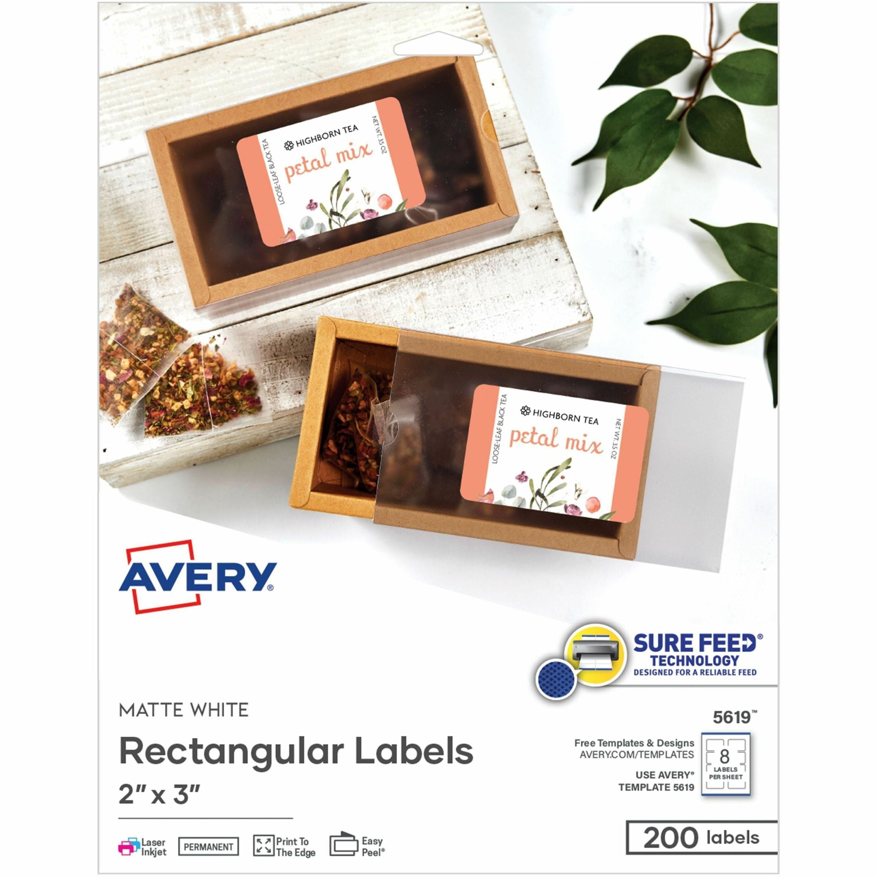 x 3" Width x 2" Length - Rectangle - Inkjet, Laser - Matte - Matte White - Print-to-the Edge, Jam Resistant, Smudge Resistant, Easy Peel - 8 / Sheet - For Label Printer - 200 / Pack