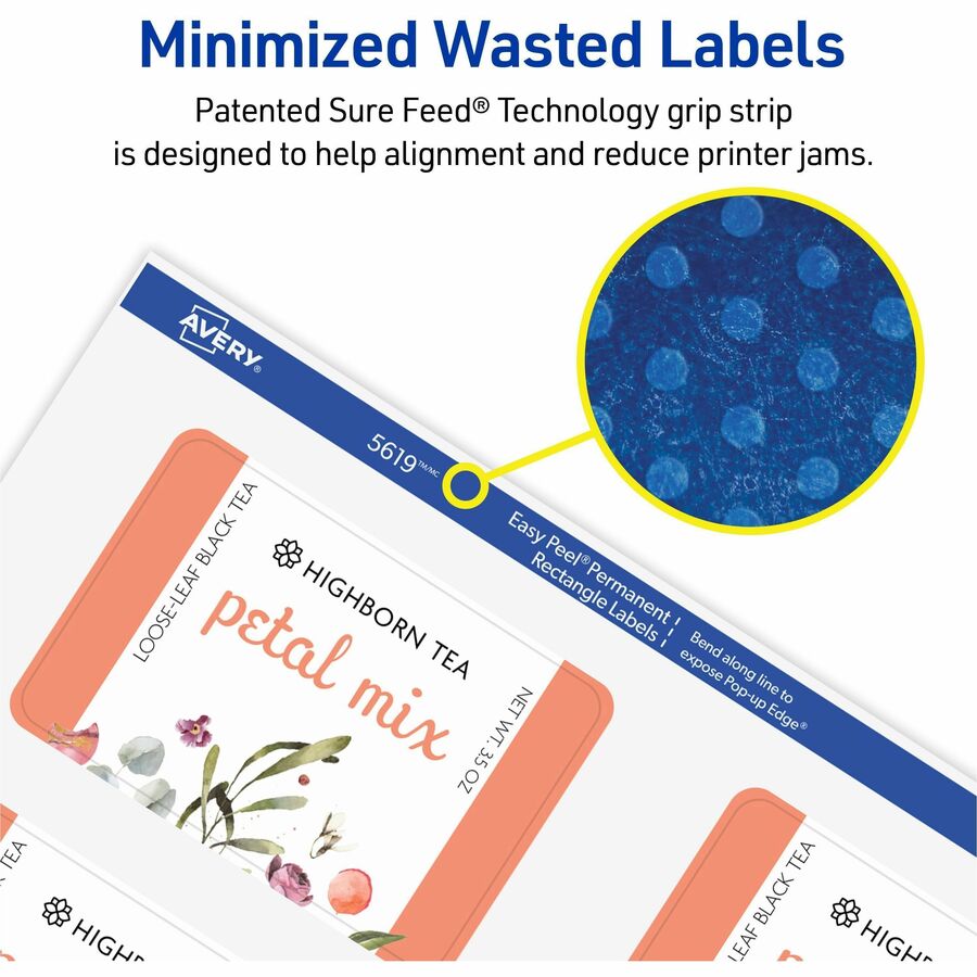 x 3" Width x 2" Length - Rectangle - Inkjet, Laser - Matte - Matte White - Print-to-the Edge, Jam Resistant, Smudge Resistant, Easy Peel - 8 / Sheet - For Label Printer - 200 / Pack
