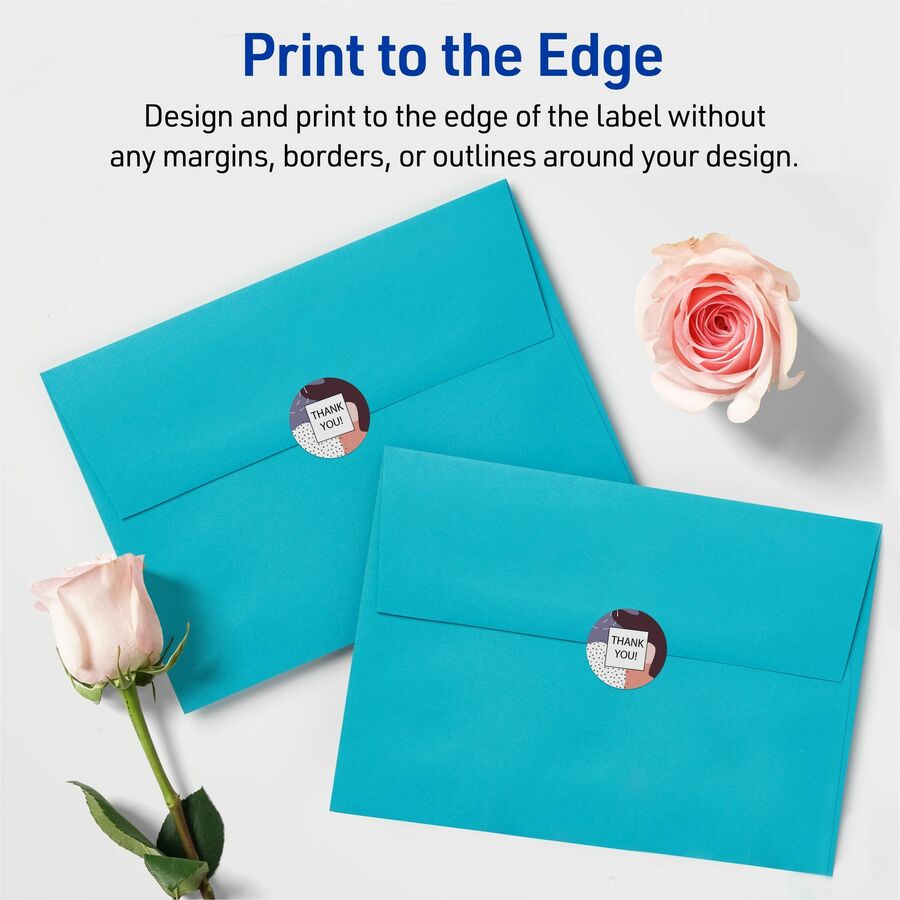 1" Diameter - Round - Laser, Inkjet - White Matte - Print-to-the Edge, Easy Peel, Pop Up Edge, Smudge-free, Jam-free - 48 / Sheet - 1200 / Pack