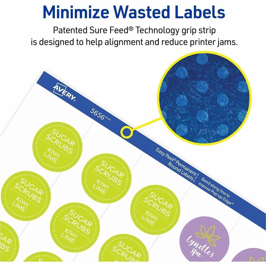 1" Diameter - Round - Laser, Inkjet - White Matte - Print-to-the Edge, Easy Peel, Pop Up Edge, Smudge-free, Jam-free - 48 / Sheet - 1200 / Pack