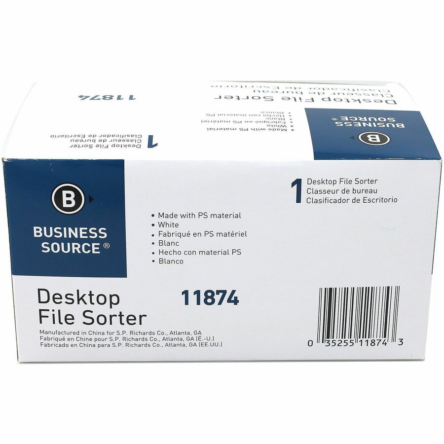 Business Source 6-slot Inclined Desk Step Sorter - 6 Compartment(s) - 6.50" Height x 8" Width x 7.75" Depth - Desktop, Desk - White - 1 Each