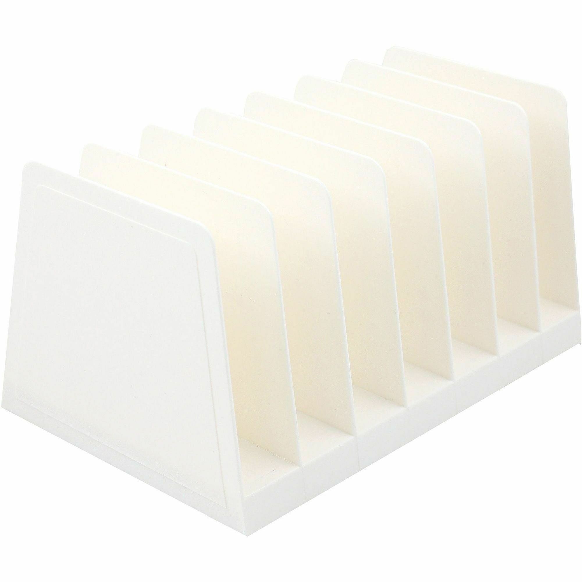 Business Source 6-slot Inclined Desk Step Sorter - 6 Compartment(s) - 6.50" Height x 8" Width x 7.75" Depth - Desktop, Desk - White - 1 Each