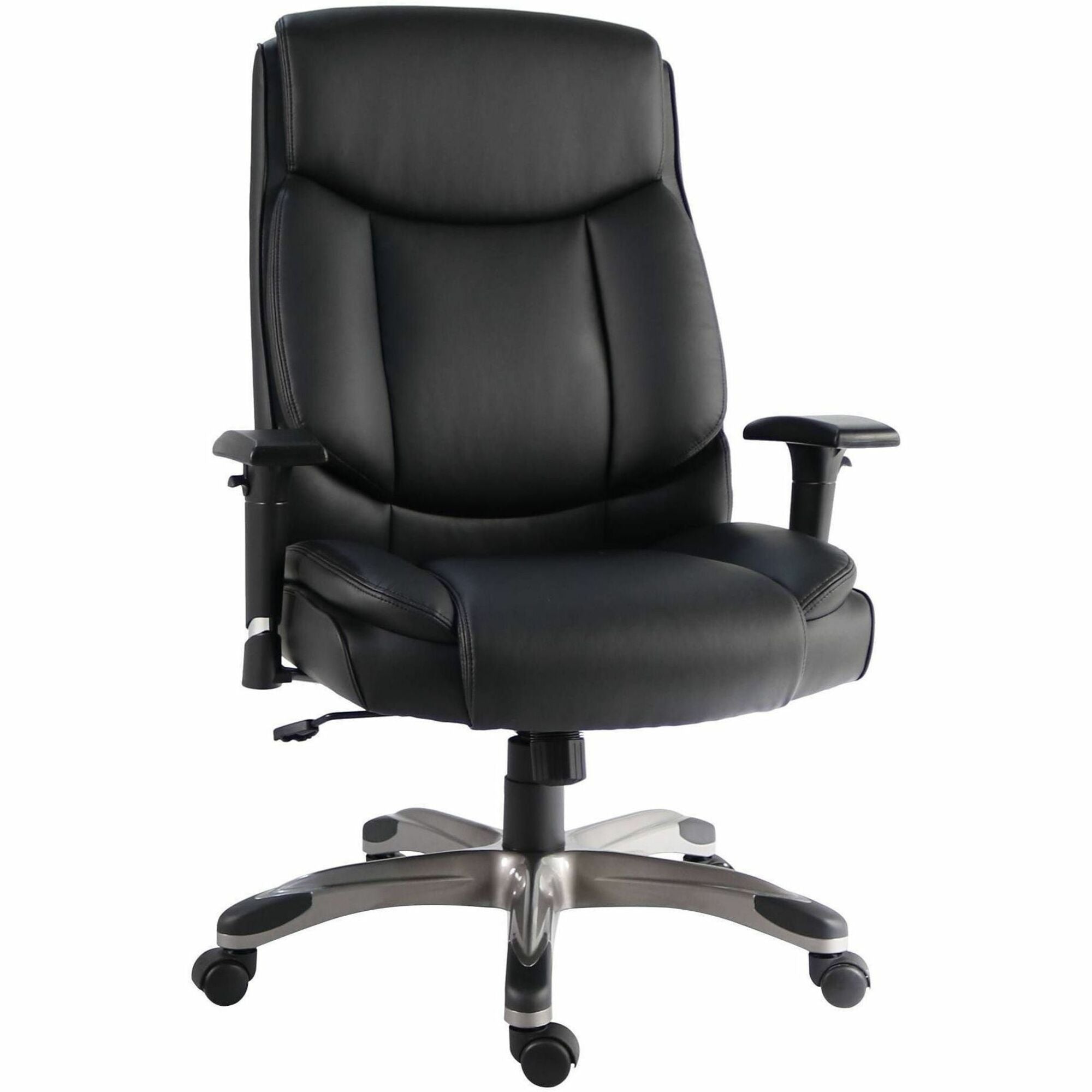 Polyurethane Seat Material - Polyurethane Back Material - High Back - Black - Leather - Armrest - 1 Each