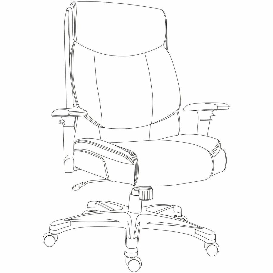Polyurethane Seat Material - Polyurethane Back Material - High Back - Black - Leather - Armrest - 1 Each