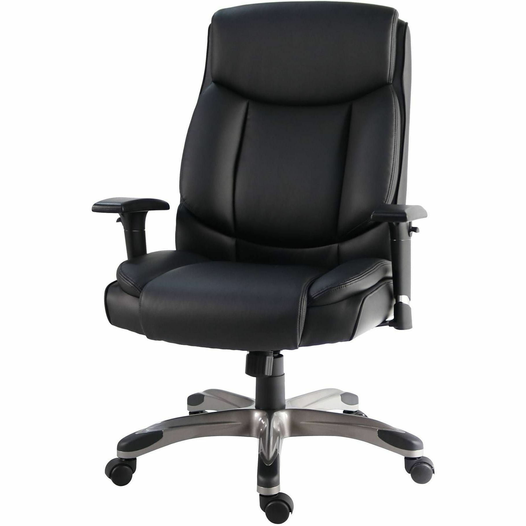 Polyurethane Seat Material - Polyurethane Back Material - High Back - Black - Leather - Armrest - 1 Each