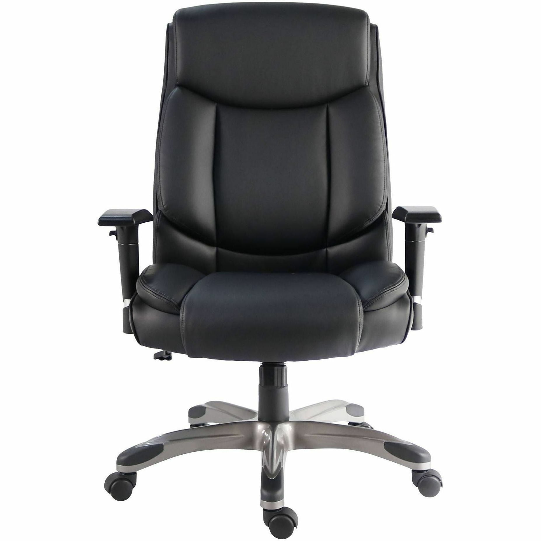 Polyurethane Seat Material - Polyurethane Back Material - High Back - Black - Leather - Armrest - 1 Each