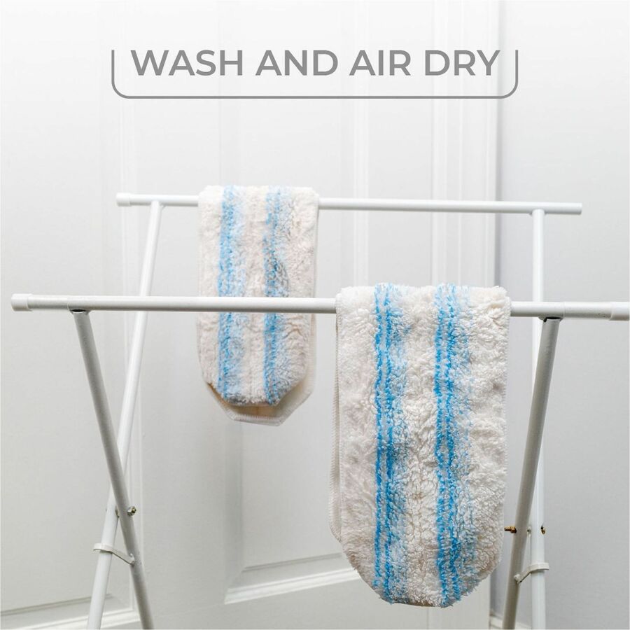 Streak-free, Machine Washable, Long Lasting, Reusable - MicroFiber - White/Blue - 2 / Pack