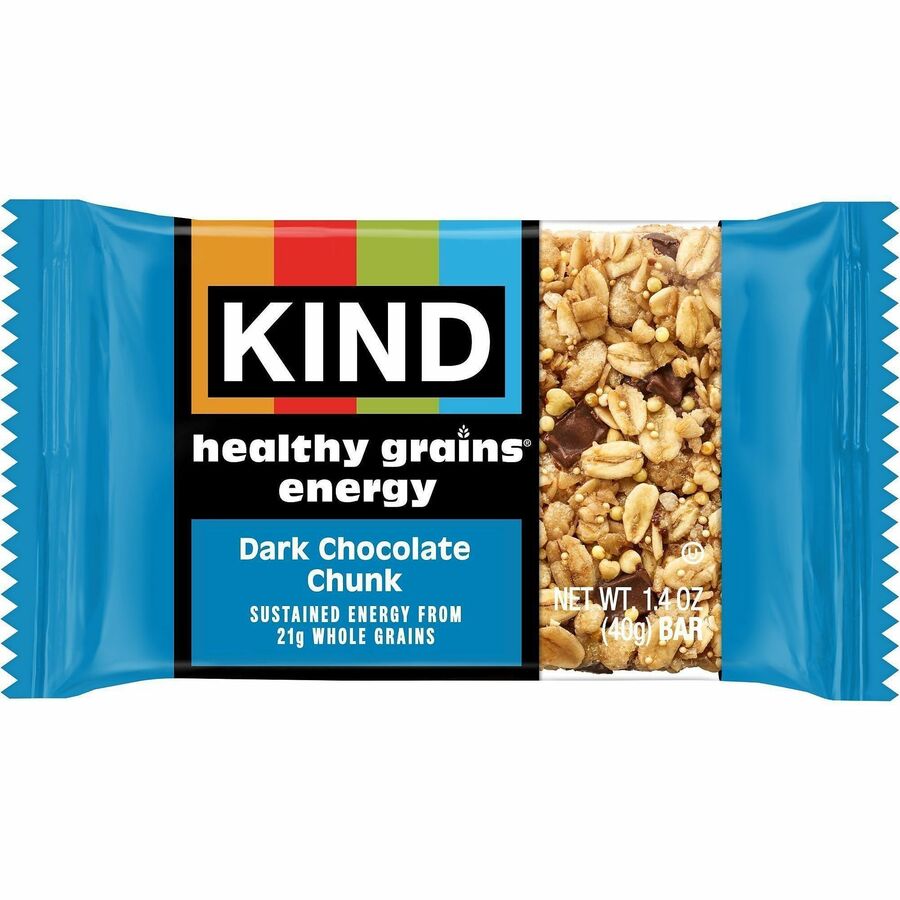 KIND Healthy Grains Energy Bars - Egg-free, Dairy-free, Gluten-free, Wheat-free, Trans Fat Free, Low Sodium - Dark Chocolate Chunk - 1.40 oz - 10 / Box