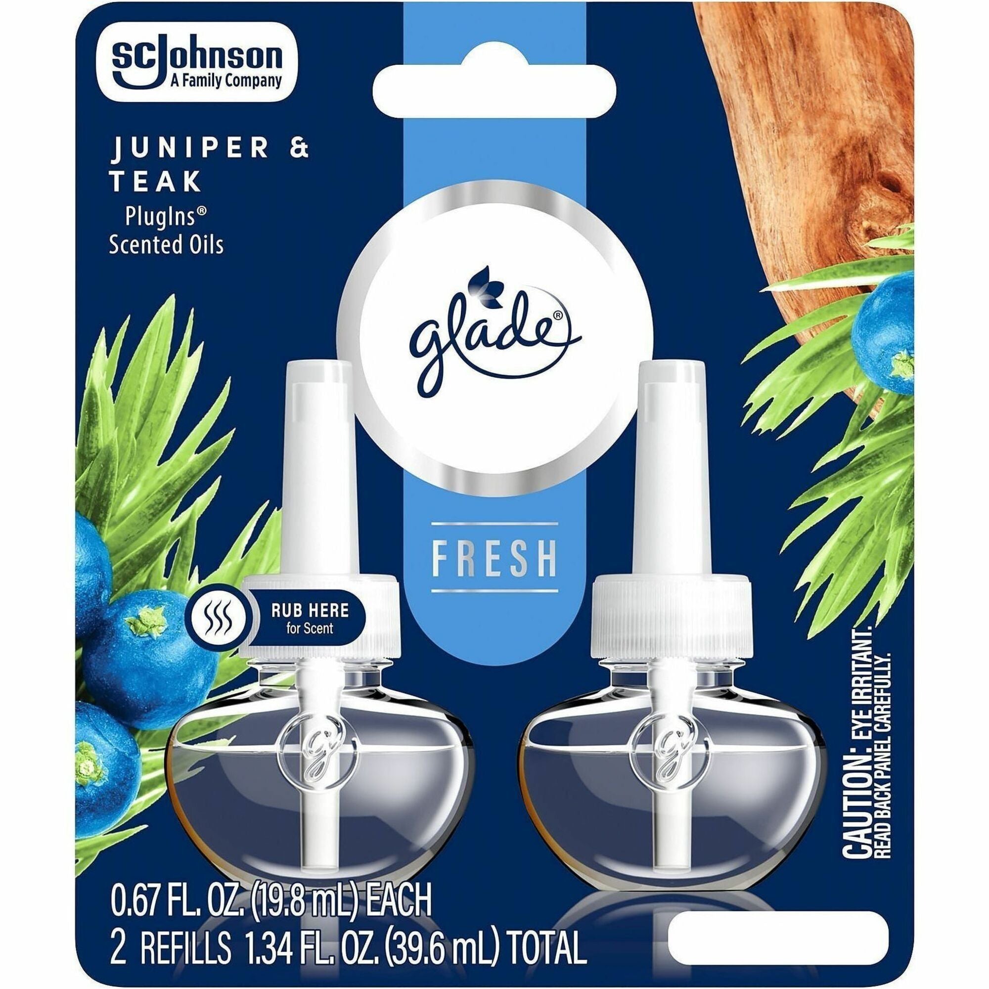 Glade PlugIns Juniper & Teak Refills - Plug-in - Phthalate-free, Paraben-free, Formaldehyde-free, Nitro Musk Free - 2 / Pack