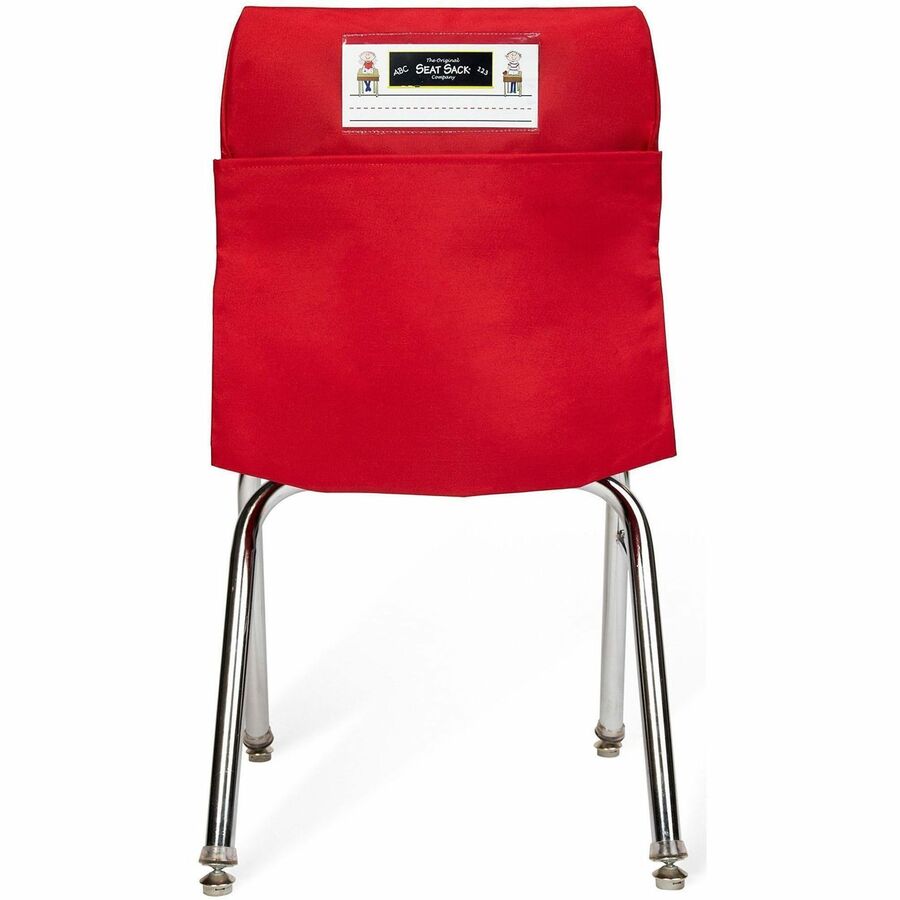 Seat Sack Classroom Pack One-Pocket Seat Sacks - 1 Pocket(s) - 1 Compartment(s) - 15" Width x 2" Depth - Chair - Durable, Desk Space, Laminated, Washable, Expandable - Red - Poly Cotton - 1 Each