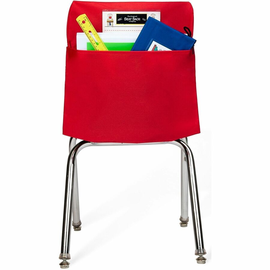 Seat Sack Classroom Pack One-Pocket Seat Sacks - 1 Pocket(s) - 1 Compartment(s) - 15" Width x 2" Depth - Chair - Durable, Desk Space, Laminated, Washable, Expandable - Red - Poly Cotton - 1 Each