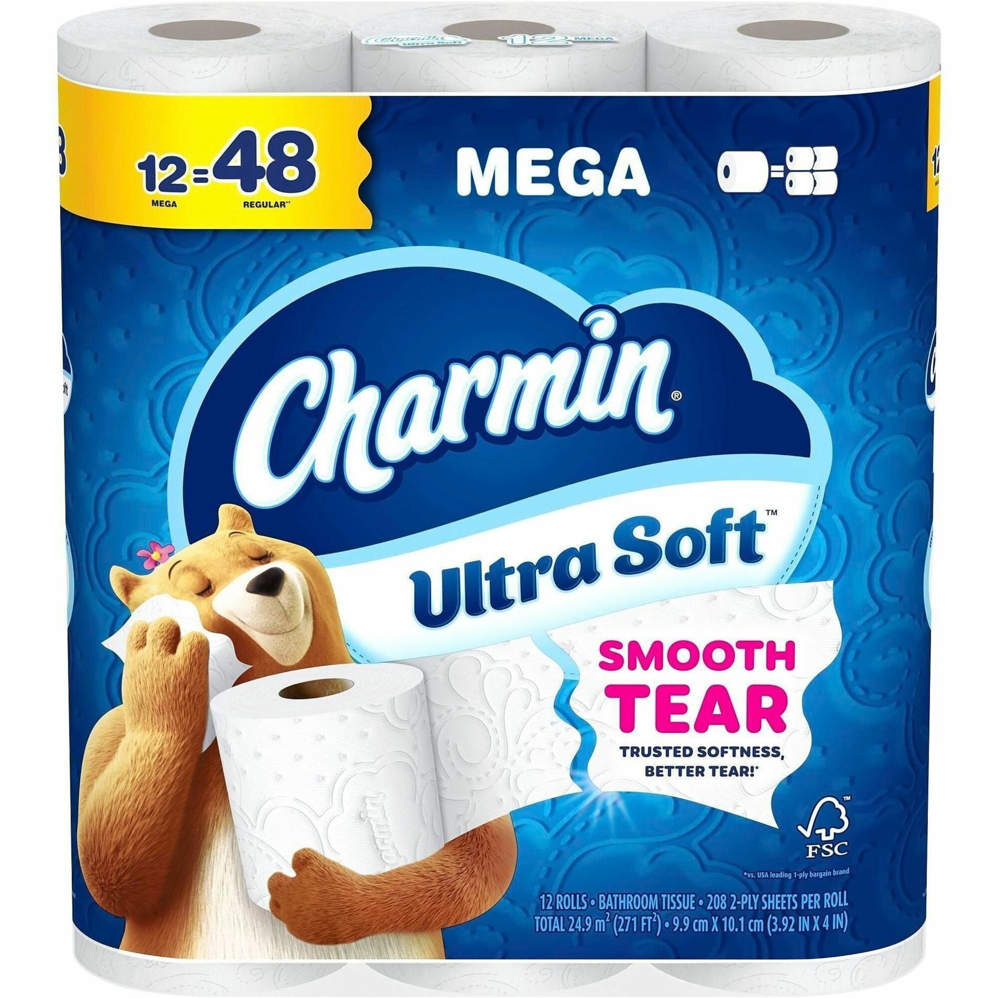 Charmin Ultra Soft Toilet Paper - Mega - Blue - Paper - 12 / Pack