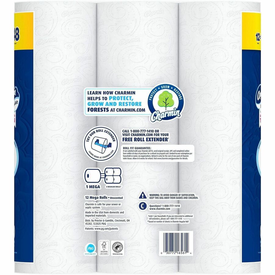 Charmin Ultra Soft Toilet Paper - Mega - Blue - Paper - 12 / Pack