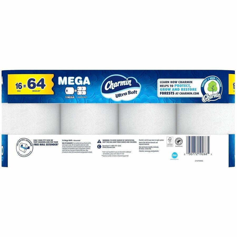 2 Ply - Mega - 208 Sheets/Roll - 4" Roll Diameter - 1 1/2" Core - Diamond Weave Texture - White - 1 Carton