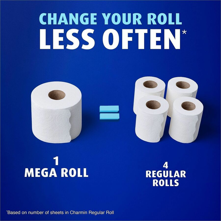 2 Ply - Mega - 208 Sheets/Roll - 4" Roll Diameter - 1 1/2" Core - Diamond Weave Texture - White - 1 Carton