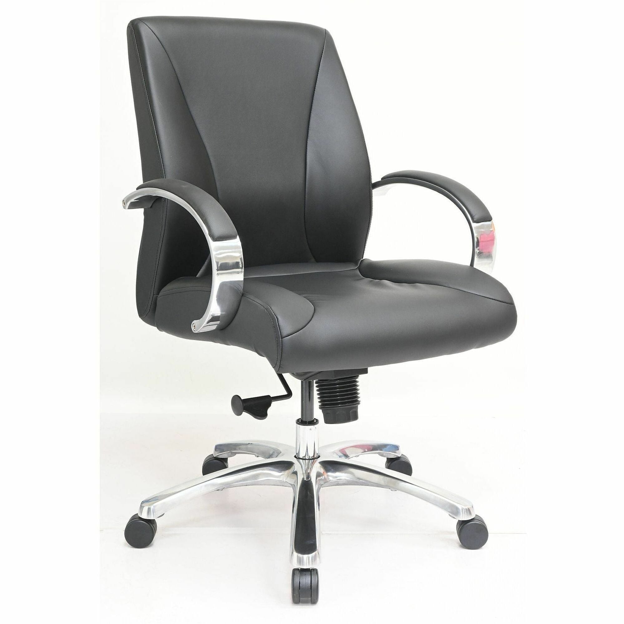 Mid Back - Black - Polyurethane - Armrest - 1 Each