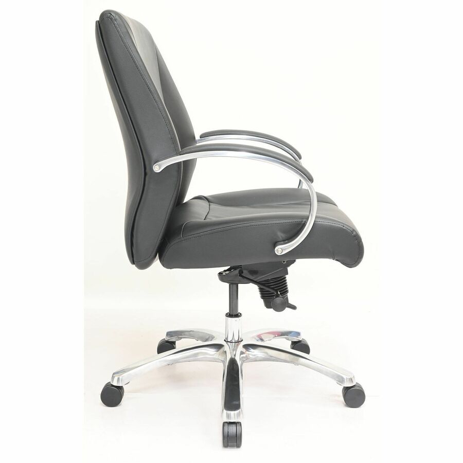 Mid Back - Black - Polyurethane - Armrest - 1 Each