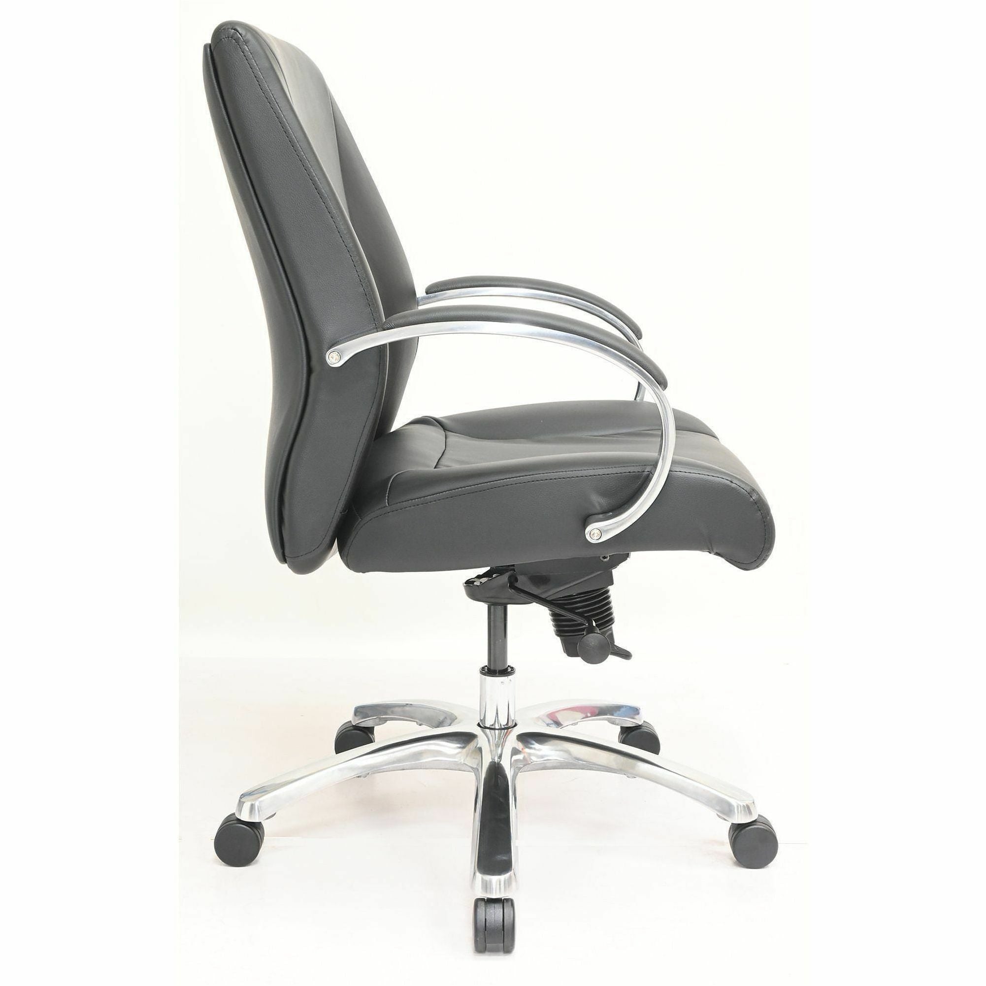 Mid Back - Black - Polyurethane - Armrest - 1 Each