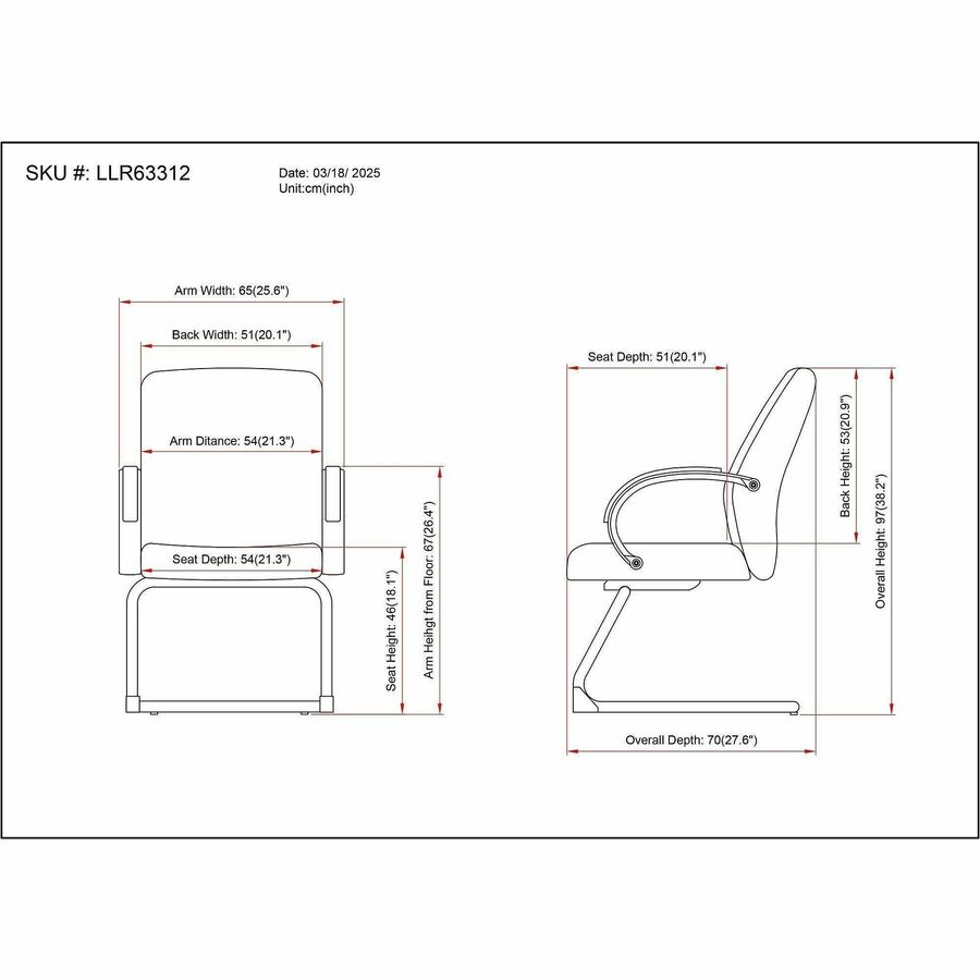Low Back - Cantilever Base - Black - Polyurethane - Armrest - 1 Each