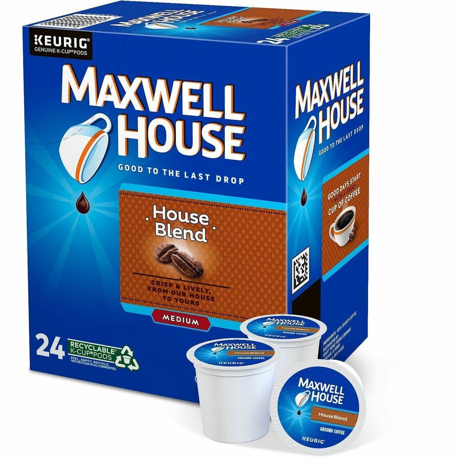Maxwell House K-Cup House Blend Coffee - Compatible with Keurig K-Cup Brewer - Medium - 24 K-Cup - K-Cup - House Blend, Arabica - 4 / Carton