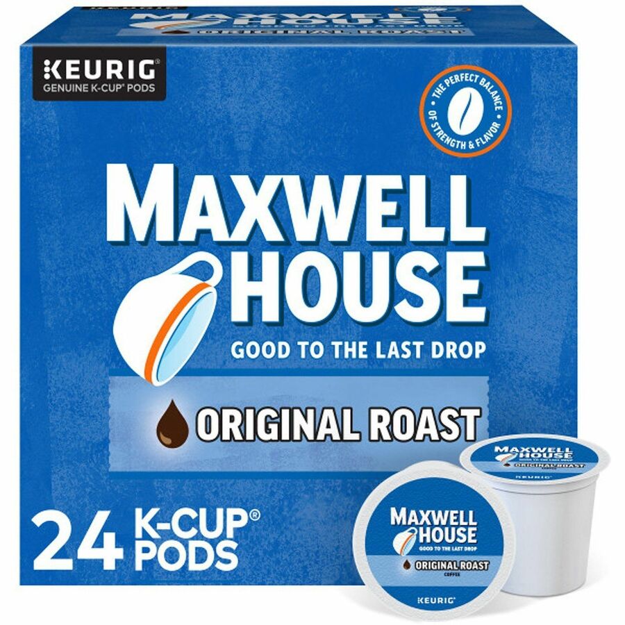 Maxwell House K-Cup Original Roast Coffee - Compatible with Keurig K-Cup Brewer - Medium - 24 K-Cup - K-Cup - Arabica, Robusta, Original Roast - 4 / Carton