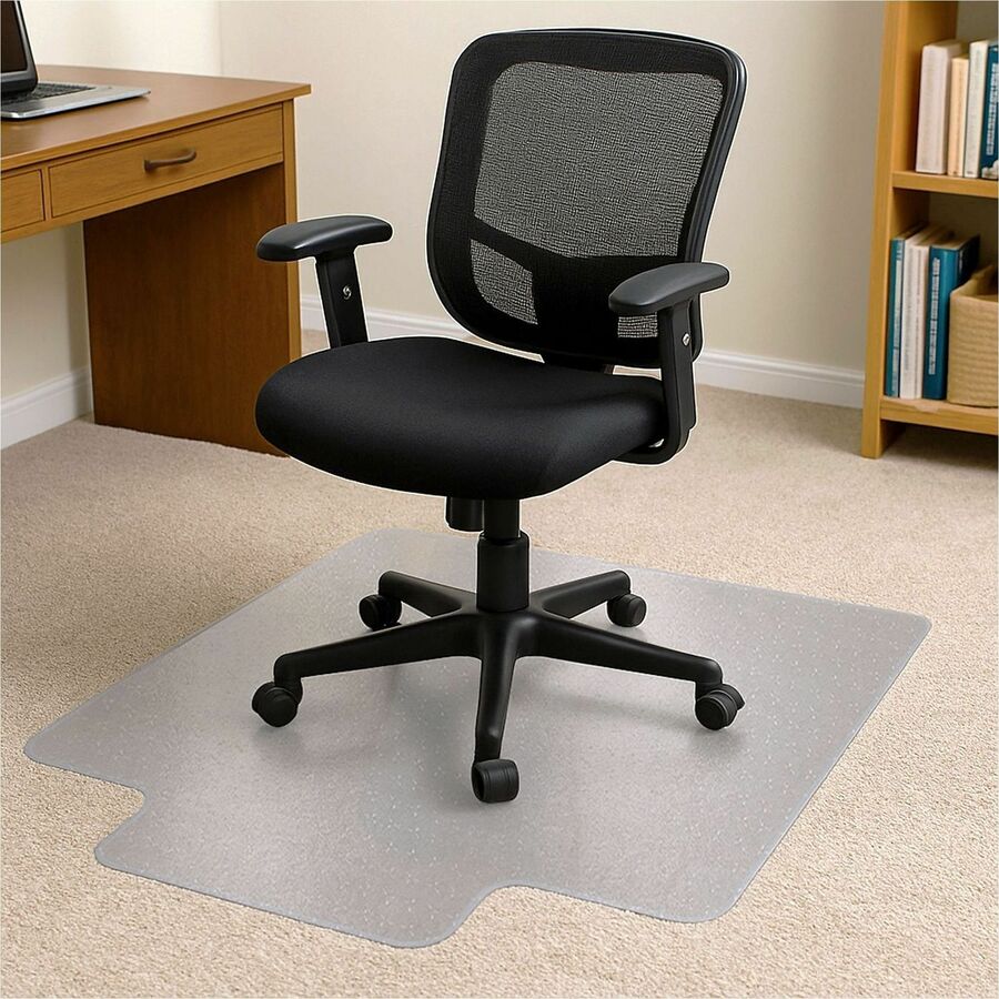 Floortex Cleartex TrYlok Chair Mat - Carpeted Floor, Chair, Indoor, Low Pile - 47" Length x 35" Width - Lipped - Clear - 1 Each