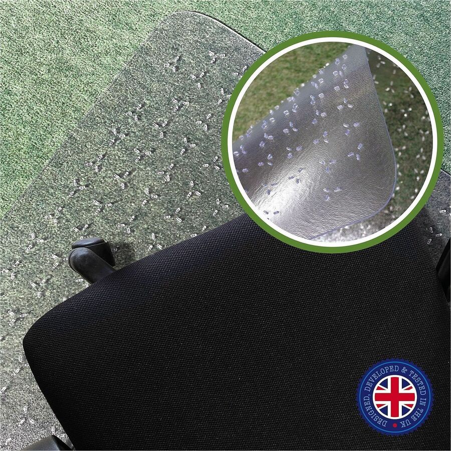 Floortex Cleartex TrYlok Chair Mat - Carpeted Floor, Chair, Indoor, Low Pile - 53" Length x 45" Width - Rectangular - Clear - 1 Each
