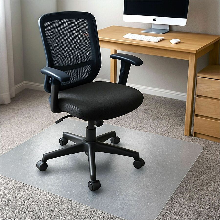 Floortex Cleartex TrYlok Chair Mat - Carpeted Floor, Chair, Indoor, Low Pile - 47" Length x 35" Width - Rectangular - Clear - 1 Each