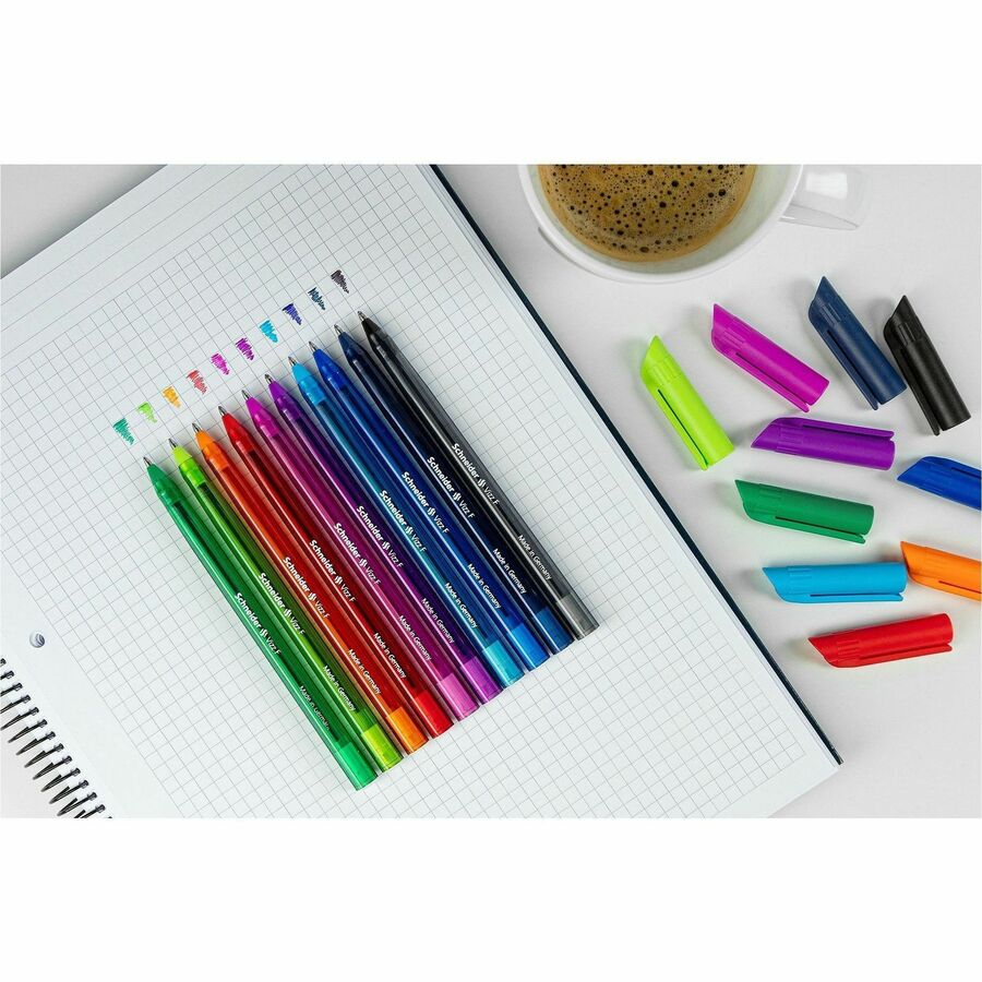 1 mm, Medium Pen Point - Black, Red, Blue, Midnight Blue, Light Blue, Green, Light Green, Violet, Pink, Orange Ink - Transparent Barrel - Stainless Steel Tip - Writing - 1 Each