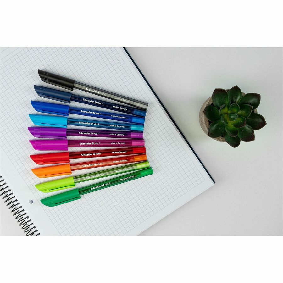 1 mm, Medium Pen Point - Black, Red, Blue, Midnight Blue, Light Blue, Green, Light Green, Violet, Pink, Orange Ink - Transparent Barrel - Stainless Steel Tip - Writing - 1 Each